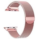 Milanese Loop For Apple Watch, Smooth Stainless Steel Band Freely Fully Magnetic Closure Clasp Metal Replacement Bracelet for IWatch Series 3/2/1 Nike+ Sport and Edition (Rose Gold, 42mm)