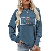 CUZIUAE Speech Therapy Sweatshirts For Women Speech Pathologist Sweatshirt Funny Graphic Shirt Crewneck Long Sleeve Pullover