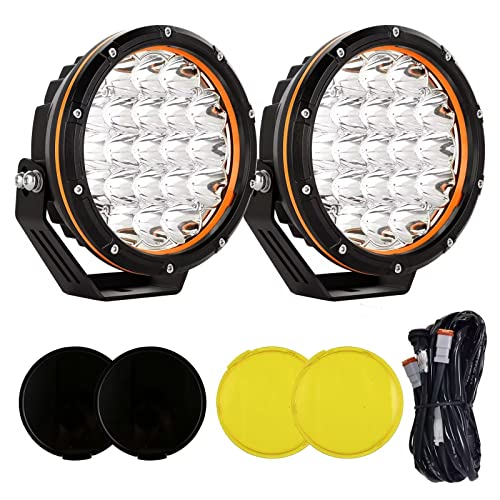 Photo 1 of BANSIT 7inch 2PCS LED Off Road Lights Driving Lights 210W 32000LM Super Bright Offroad Lights Amber Cover 12V 24V with Wiring Harness for Pickup Truck SUV Offroad