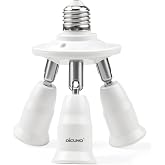 DiCUNO 3 in 1 E26 Light Socket Splitter, 360&deg; Adjustable and 180&deg; Bendable | Adjustable E26 Socket Adapter, Standard Base LED Bulb Converter, 3 Way Bulbs Socket Holder, 180W (60W for each socket), 250V