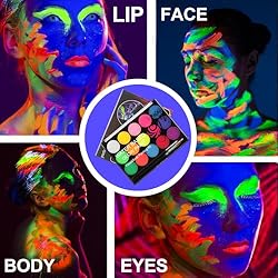MEICOLY UV Blacklight Face Paint,15 Bright Colors