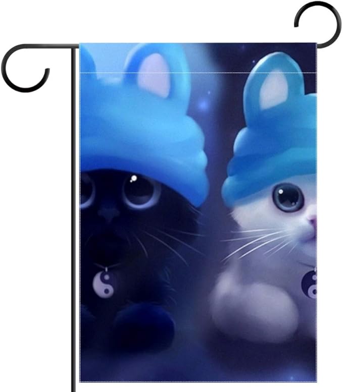 HDFGD Black And White Tai Chi Cat Spring Summer Double Sided Garden