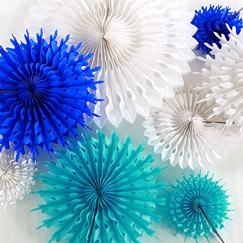 Ice Blue Frozen Snowflake Party Decorations White Hanging Paper Fans Decor & Snowflakes Garlands Bun - //coolthings.us