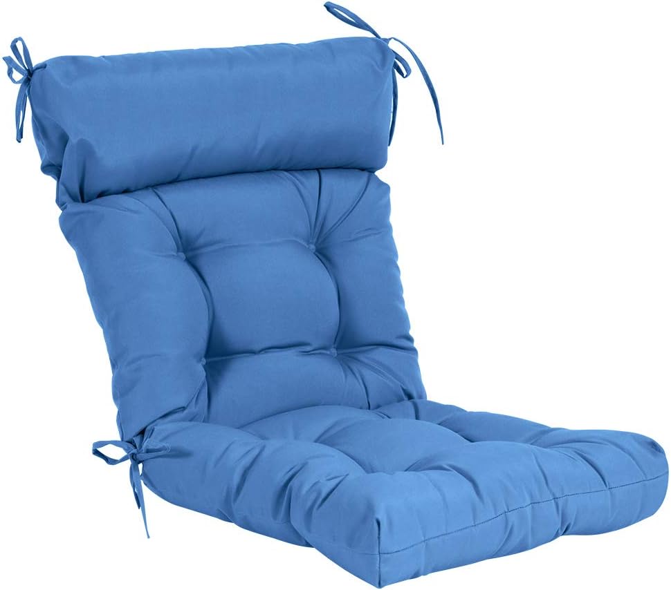 Amazon Com Qilloway Indoor Outdoor High Back Chair Cushion Spring Summer Seasonal All Weather Replacement Cushions Marine Blue Garden Outdoor