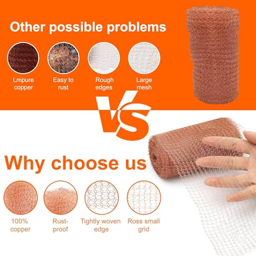 WUFANC 2 Volumes Copper Netting, 12.7cm x (10M+6M), Anti Snail Netting for Vegetable Garden, Raised Bedspread, Double Layer Mesh Copper Mesh Snails to Cut, Suitable for Garden, Balcony