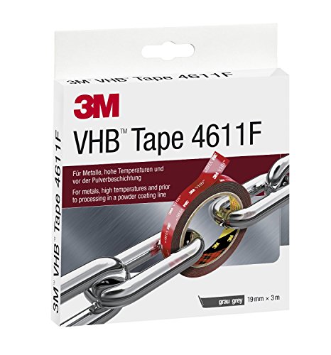 3M VHB 4611193 Acrylic Foam Tape (Film Liner), 19 mm x 3 m, Grey