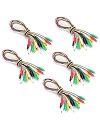 Foraineam   Juego de pinzas de prueba con pinzas de cocodrilo, 5 colores, doble punta, aislantes, 50 piezas