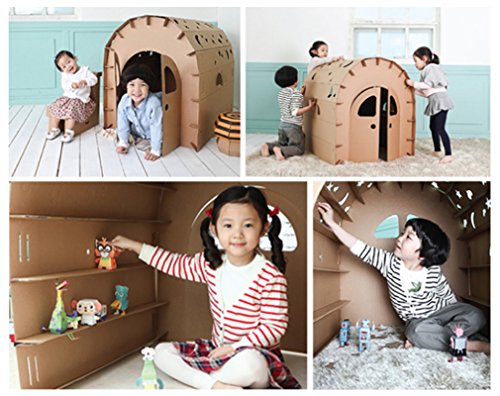 10L0L Coloring & Creating Cardboard Kid's Castle Playhouse, Great for Birthday Parties Perfect Gift (Star roof)