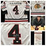 Niklas Hjalmarsson Chicago Blackhawks Signed Autograph White Hockey Jersey. JSA COA