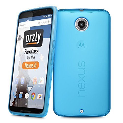 Nexus 6 Case, Orzly - FlexiCase for NEXUS 6 (2014 Model Google Nexus 6 SmartPhone by Motorola) - Protective Flexible Silicon Gel Phone Case in Semi Transparent BLUE