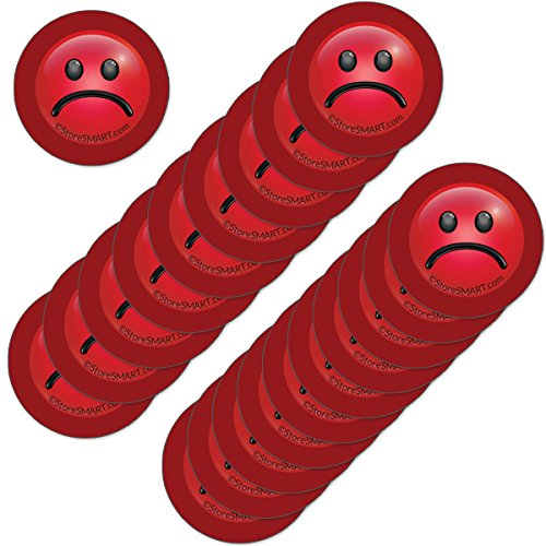 StoreSMART - 1" Mood Magnets for Status Visualization - Red Frown - 20-Pack - FACE1-R-20