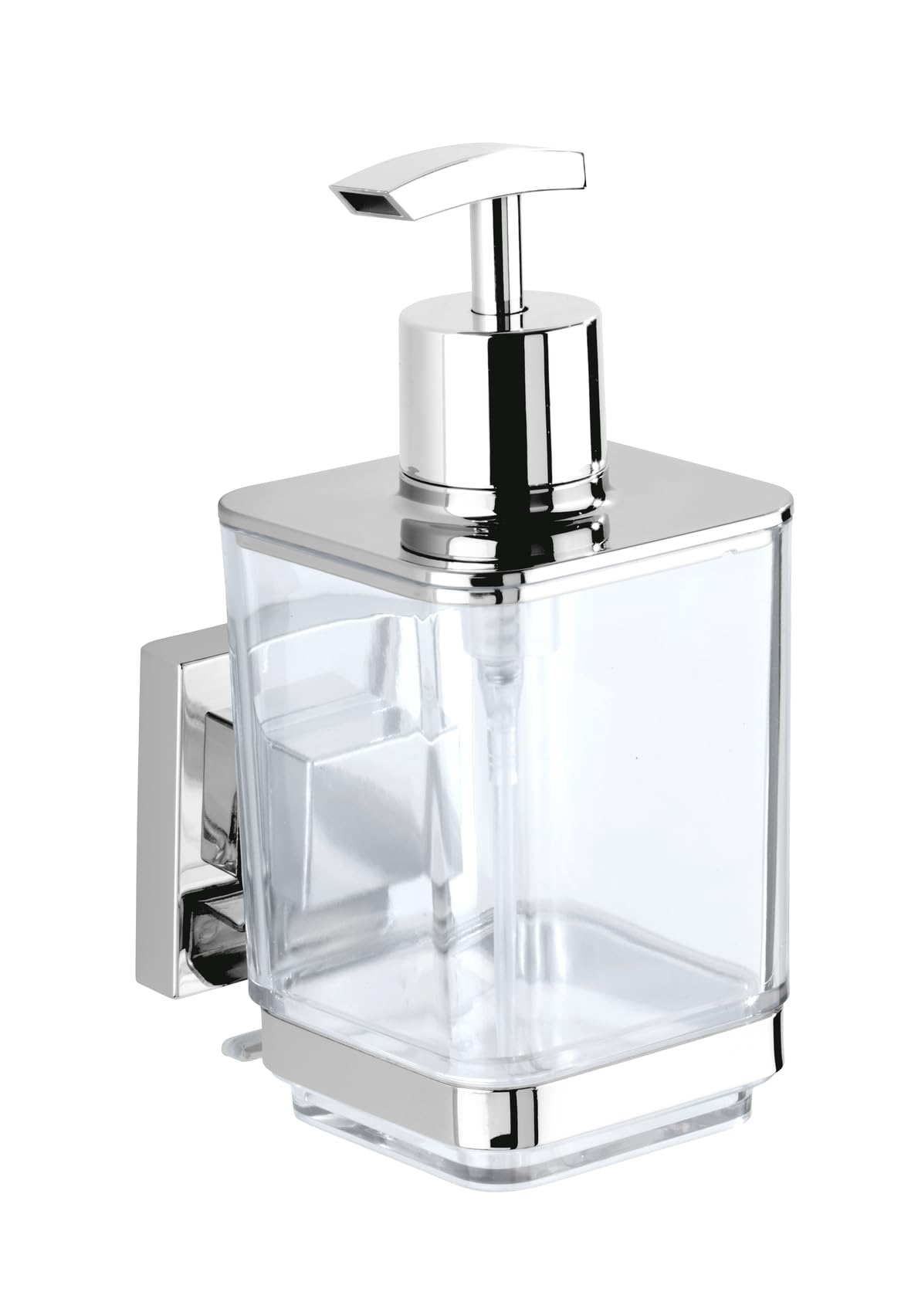 WENKO 22683100 Vacuum-Loc® soap dispenser Quadro Capacity: l, Stainless steel, 7.5 x 16 x 10 cm, Shiny