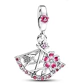 PANWOB Flower Dress Charm for Women Bracelets Necklaces in 925 Sterling Silver,Mother's Day Birthday Christmas