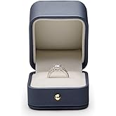 Oirlv Gorgeous Steel-Blue Ring Box Premium Leather Ring Gift Box for Wedding,Proposal Jewelry Storage Case
