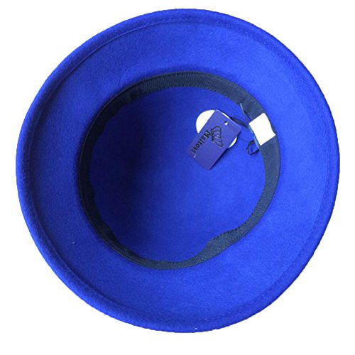 Maitose Women's Bow Wool Felt Bucket Hat Blue