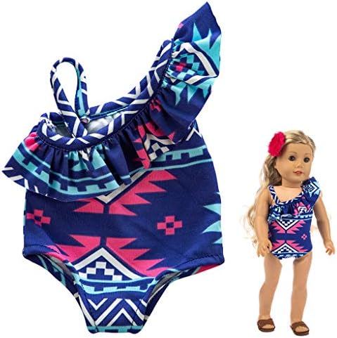Prevently New Cute Doll Printing One-piece Swimsuit Clothes Fits Outfit For 18 Inch Girl Dolls Accessories