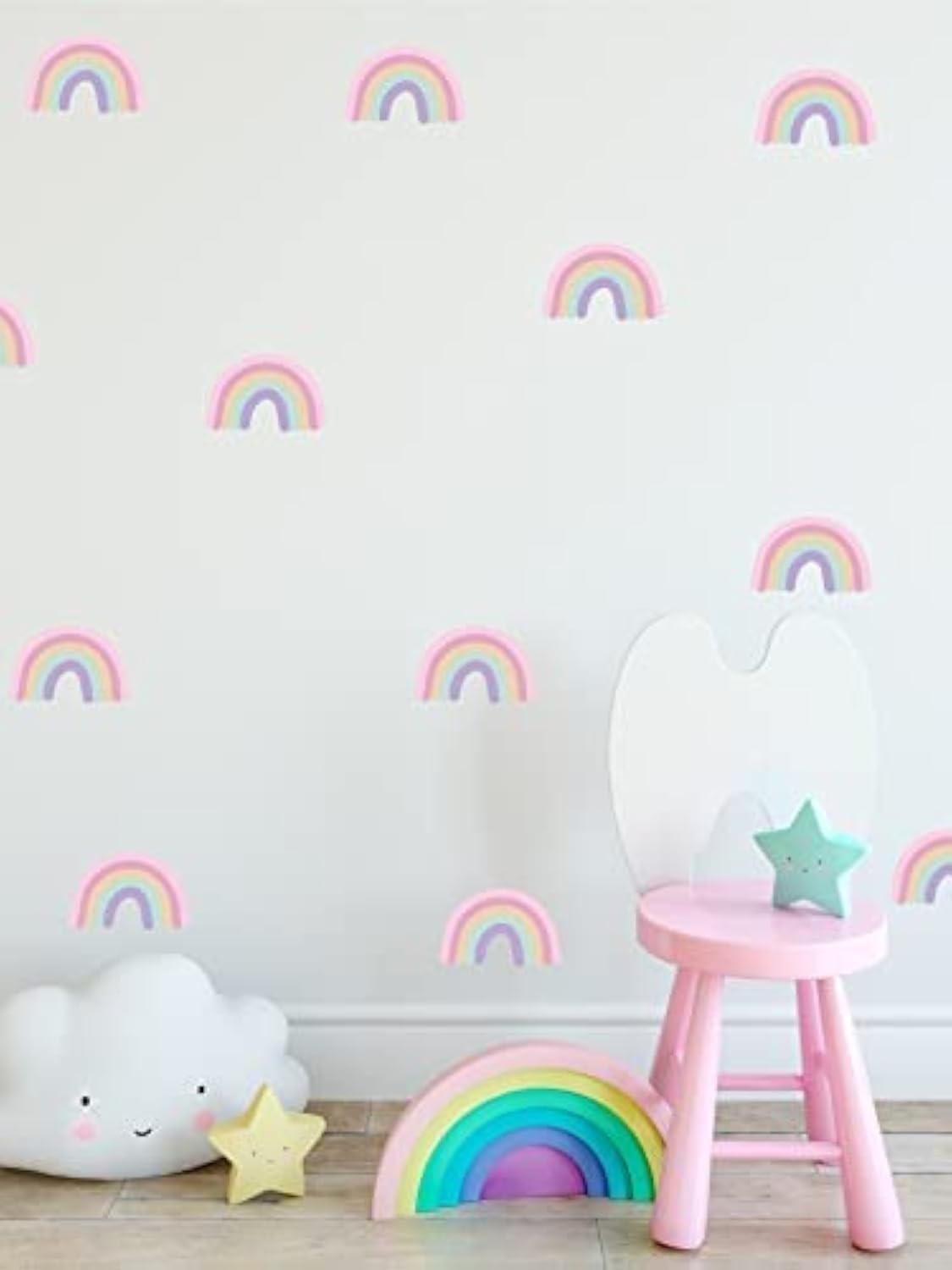 QuoteMyWall 24 Pastel Colour Rainbows Wall Stickers Children's Wall Decals For Nursery Kids Bedroom Removable Wall Art