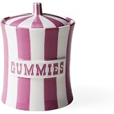 Jonathan Adler Vice Gummies Porcelain Canister with Lid, Purple, 6.75" H | Hand-painted porcelain canister with a glossy purple glaze, from the Vice collection, for stashing life's little indulgences.