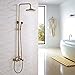Rozin Bathroom 2 Knobs Mixer Rainfall Shower Faucet Units with Hand Spray Antique Brass
