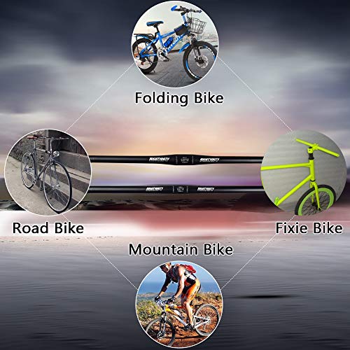 MIGHTYDUTY Bicycle Handlebar, Aluminum Alloy Small Straight Handlebar MTB Mountain Road Bike Flat Handlebar Folding Bicycle Handlebar (25.4X600MM, Black) - Thumbnail 6