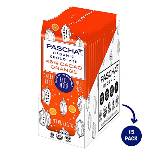 Pascha Organic Vegan Rice Milk Orange Chocolate Bar, 46% Cacao, 1.1 Ounce (Pack of 15)