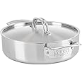 Viking 5-Ply Casserole Pot with Lid, 3.4 Quart Stainless Steel Cooking Pan, Dishwasher and Oven Safe, Induction Ready, Satin Finish