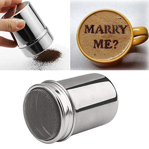 Shaker per cioccolato in acciaio inossidabile Farina di cacao Caffè Cannella in polvere Secchiello Spolverino Filtro da… - immagine 6