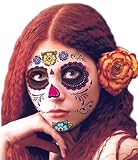 Floral Day of the Dead Sugar Skull Temporary Face Tattoo Kit