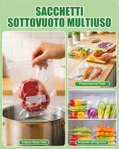 Babacom 30 Pieces Reusable Vacuum Food Bags with Air Valve and 10 Locking Clips (L:30 x 34 cm), BPA Free, Vacuum Food Bags for Freezer/Sous Video Cooking/Storage