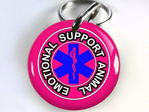 Service Dog Customized pet tag Hot Pink ESA emotional support service animal Medical Symbol (Regular 1")