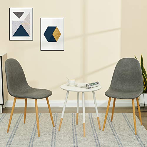 GreenForest Grey PU Leather Dining Chairs Set of 4, Modern Mid Century