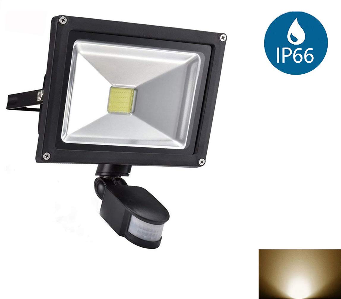 LED Strahler mit Bewegungsmelder Außen 20W Fluter 3000K Warmweiß