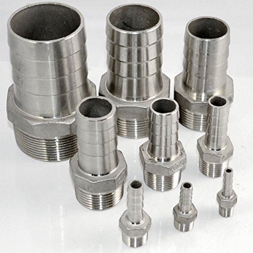 SuperWhole 1/2" Male Thread Pipe Fitting x12mm Barb Hose Tail Connector Stainless Steel NPT