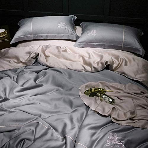 爆買い送料無料 Liboyy布団カバーシンプル無地両面テンセル4ピースシルキーヌードスリーピングキルト掛け布団ベッドリネン