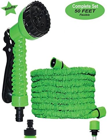 Expandable Lawn Garden Water Hose 50ft Magic Spray Nozzle with Handle Car Pet Wash Portable (Green)