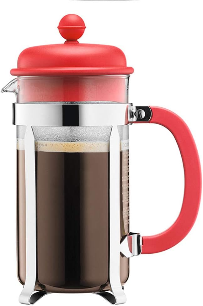 Stylish French Press Coffee Maker,Fabulous 2 in 1 Coffee & Tea Maker Premium Milk Frother Includes Heat Resistant Borosilicate Glass,Red