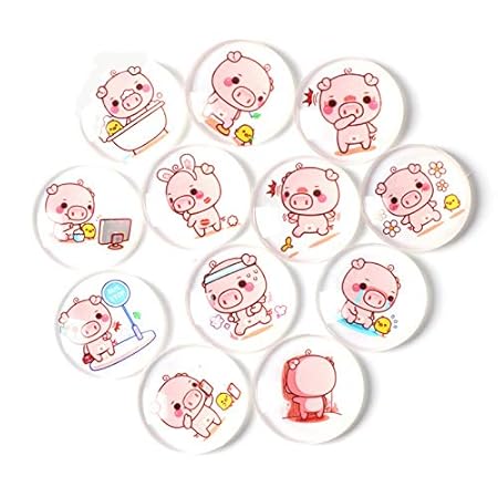 Imán para nevera con diseño de cerdo rosa, juego de 12 unidades ...