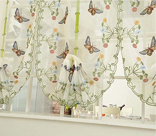 YOYOMALL Korean Garden Living Room Bedroom Curtains,Upscale Embroidery Yarn Curtain,Lifting Balloon Curtain Roman Blinds. (Each Panel W*L(31"*69")80*175cm)