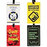 Bundle Monster 4pc Mixed Design Silicone Luggage ID Bag Tag Set