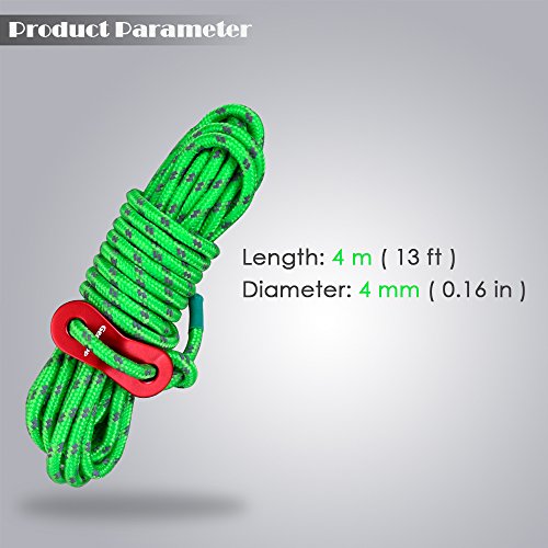 GEERTOP Reflective Guylines 4mm Tent Cords Lightweight Camp Ropes with Aluminum Adjuster
