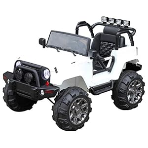 HOMCOM Coche Eléctrico Todoterreno con Mando a Distancia MP3 Luces y Sonidos Apertura de Puerta Batería 12V Control Remoto Carga 30kg para Niños 3-8 Años 128x78x76cm