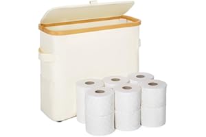 Vicyak Toilet Paper Organizer Basket, Toilet Paper Storage Can 12 Regular Rolls or 9 Mega Rolls, Paper Basket with Lid and Ha