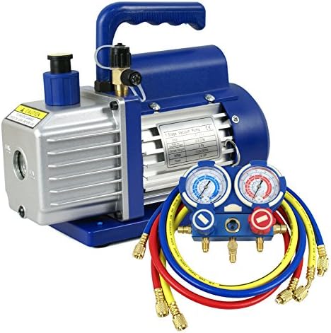 Super Deal 3.5CFM/4CFM/5CFM 1/4HP Air Vacuum Pump HVAC Kit AC A/C Manifold Gauge Set (3.5CFM+Manifold Gauge)