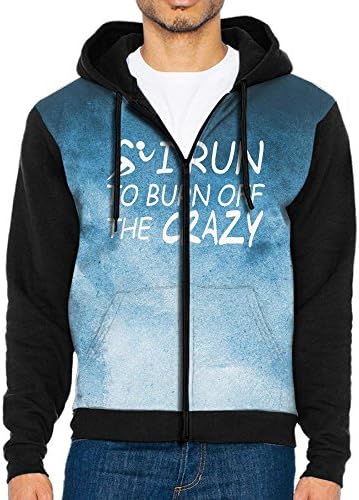 XuKai Run To Burn Off Crazy Men's Casual Full-Zipper Drawstring Hoodies Sweatshirts With Packets