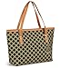 Micom Casual Signature Printing Pu Leather Tote Shoulder Handbag with Metal Decoration for Women (Black Grid)
