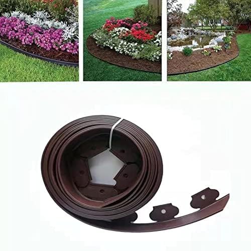 GARDEN EDGING，60FT LANDSCAPE EDGING WITH 60 SPIKES FOR LAWN 2 INCH TALL (60FT, BROWN)