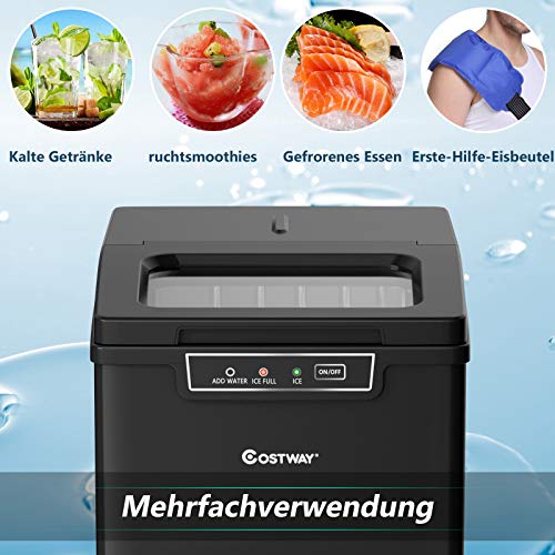 COSTWAY 1,85L Eiswürfelmaschine 12kg/24H, Ice Maker 9 Eiswürfel in 8 min, Eismaschine Eiswürfelbereiter inkl… – Bild 3
