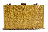 Girly HandBags Women's Glitter Hard Case Box Clutch Bag -- Gold