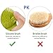 PRETTY SEE Slicone Bath Body Brush Exfoliator, Back Brush Long Handle for Shower with Soft Bristles, Back Scrubber, Green