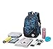 Mioy teenager school bag Canvas printing Backpack durable student bag Large Capacity 15 inch laptop daypack 3 pieces set (Blue)